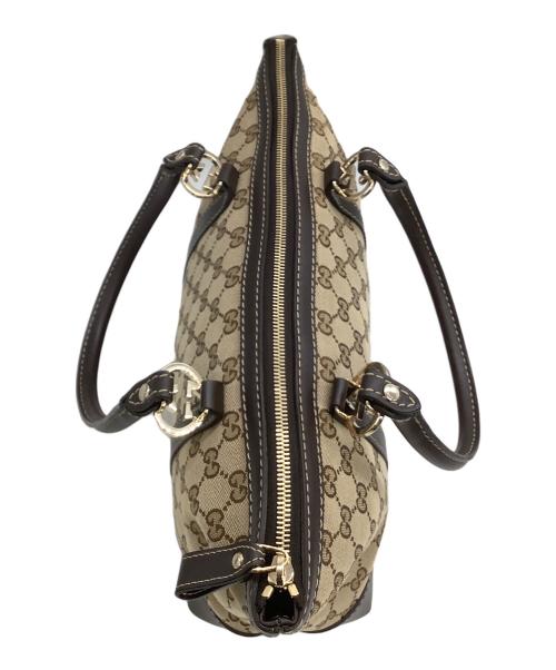 GUCCI（グッチ）GUCCI (グッチ) トートバッグ GGキャンバス ベージュ×ブラウンの古着・服飾アイテム