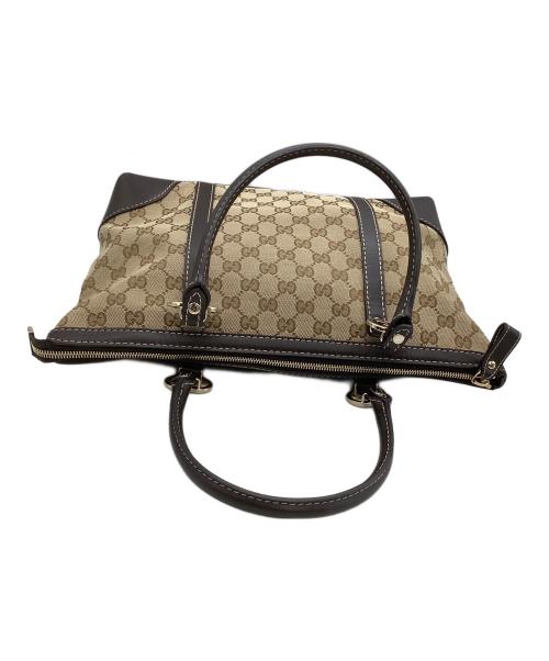 GUCCI（グッチ）GUCCI (グッチ) トートバッグ GGキャンバス ベージュ×ブラウンの古着・服飾アイテム