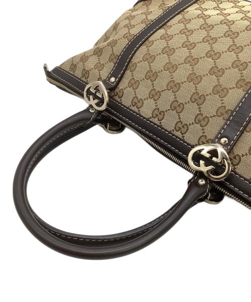GUCCI（グッチ）GUCCI (グッチ) トートバッグ GGキャンバス ベージュ×ブラウンの古着・服飾アイテム