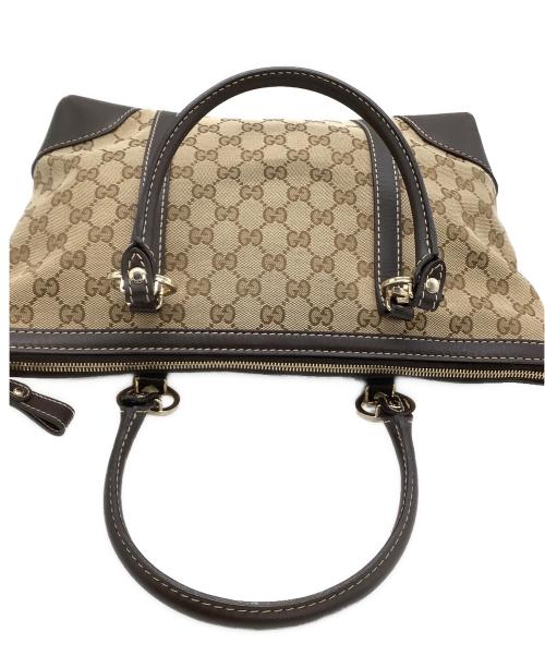 GUCCI（グッチ）GUCCI (グッチ) トートバッグ GGキャンバス ベージュ×ブラウンの古着・服飾アイテム