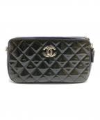 CHANELシャネル）の古着「チェーンショルダーバッグ パテントレザー」｜ネイビー