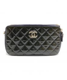 CHANEL（シャネル）の古着「チェーンショルダーバッグ パテントレザー」｜ネイビー
