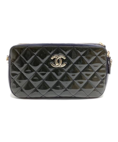 CHANEL（シャネル）CHANEL (シャネル) チェーンショルダーバッグ パテントレザー ネイビーの古着・服飾アイテム