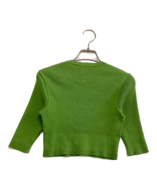 AURALEE（オーラリー）AURALEE (オーラリー) 薄手カーディガン　GIZA HIGH GAUGE RIB KNIT SHORT CARDIGAN 黄緑 サイズ:1 未使用品の古着・服飾アイテム