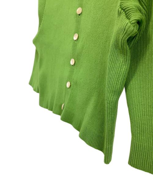 AURALEE（オーラリー）AURALEE (オーラリー) 薄手カーディガン　GIZA HIGH GAUGE RIB KNIT SHORT CARDIGAN 黄緑 サイズ:1 未使用品の古着・服飾アイテム