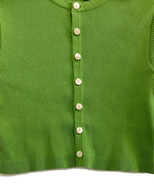 AURALEE（オーラリー）AURALEE (オーラリー) 薄手カーディガン　GIZA HIGH GAUGE RIB KNIT SHORT CARDIGAN 黄緑 サイズ:1 未使用品の古着・服飾アイテム