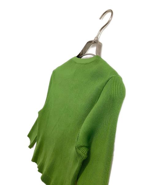 AURALEE（オーラリー）AURALEE (オーラリー) 薄手カーディガン　GIZA HIGH GAUGE RIB KNIT SHORT CARDIGAN 黄緑 サイズ:1 未使用品の古着・服飾アイテム