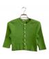 AURALEE（オーラリー）の古着「薄手カーディガン　GIZA HIGH GAUGE RIB KNIT SHORT CARDIGAN」｜黄緑