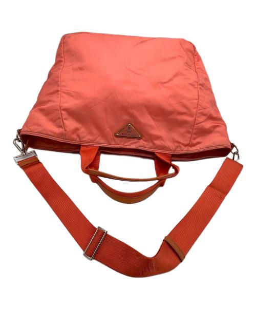 PRADA（プラダ）PRADA (プラダ) ナイロンショルダーバッグ 三角ロゴプレート オレンジの古着・服飾アイテム