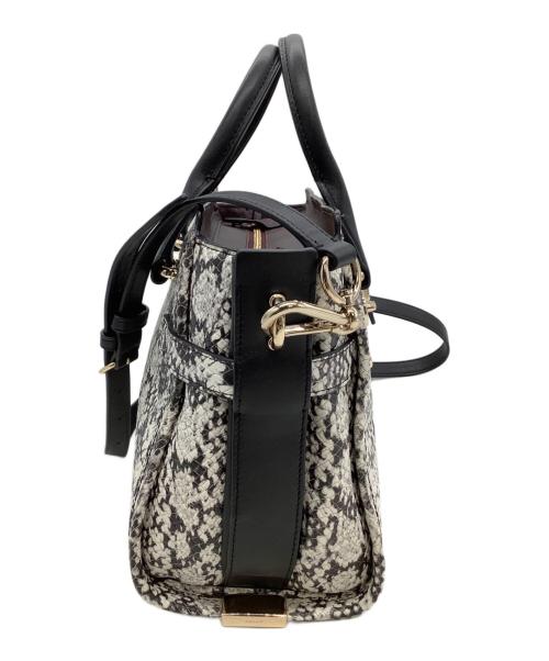 COACH（コーチ）COACH (コーチ) 2WAYバッグ スネークスキン柄 ホワイト×ブラックの古着・服飾アイテム