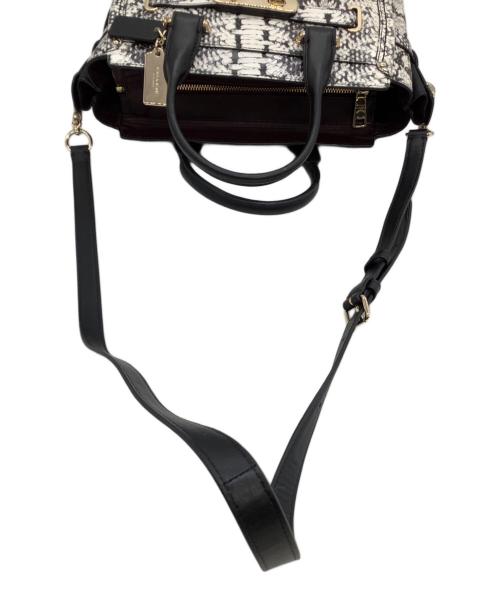 COACH（コーチ）COACH (コーチ) 2WAYバッグ スネークスキン柄 ホワイト×ブラックの古着・服飾アイテム