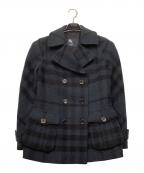BURBERRY LONDONバーバリーロンドン）の古着「Pコート　チェック」｜ネイビー