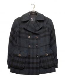BURBERRY LONDON（バーバリーロンドン）の古着「Pコート　チェック」｜ネイビー