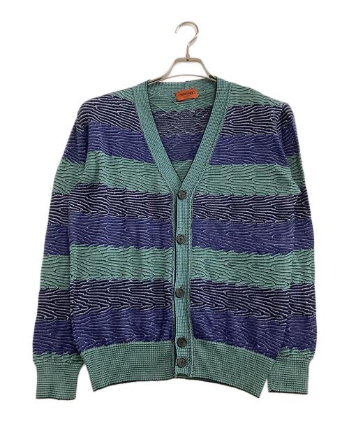 missoni（ミッソーニ）missoni (ミッソーニ) 薄手カーディガン ネイビー×グリーン サイズ:表記なしの古着・服飾アイテム
