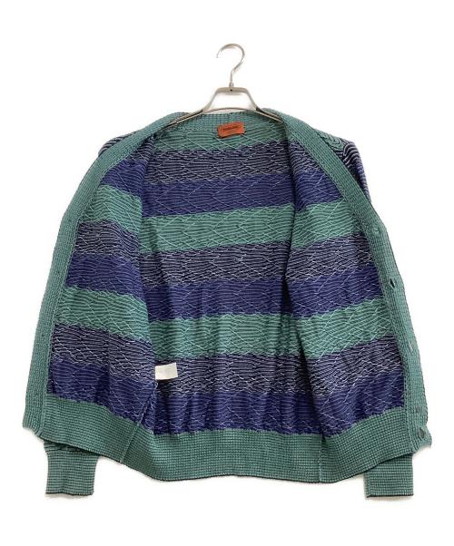missoni（ミッソーニ）missoni (ミッソーニ) 薄手カーディガン ネイビー×グリーン サイズ:表記なしの古着・服飾アイテム