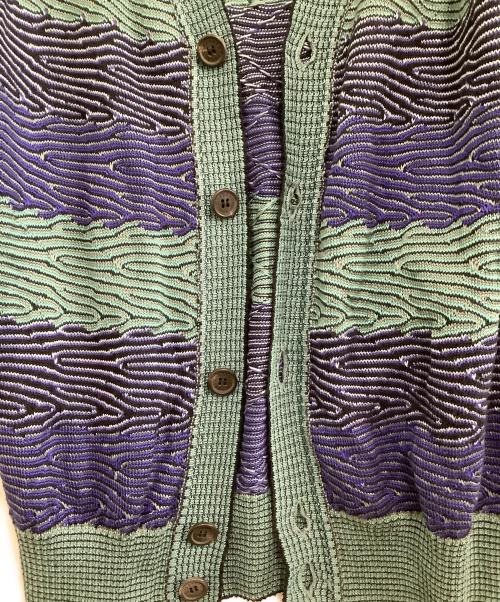 missoni（ミッソーニ）missoni (ミッソーニ) 薄手カーディガン ネイビー×グリーン サイズ:表記なしの古着・服飾アイテム
