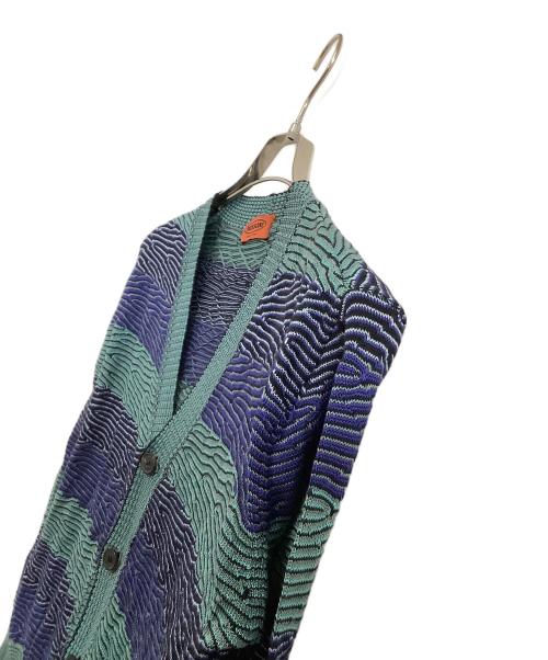 missoni（ミッソーニ）missoni (ミッソーニ) 薄手カーディガン ネイビー×グリーン サイズ:表記なしの古着・服飾アイテム