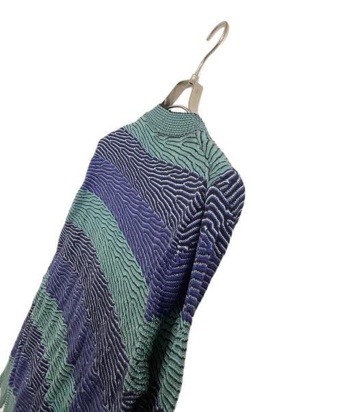 missoni（ミッソーニ）missoni (ミッソーニ) 薄手カーディガン ネイビー×グリーン サイズ:表記なしの古着・服飾アイテム