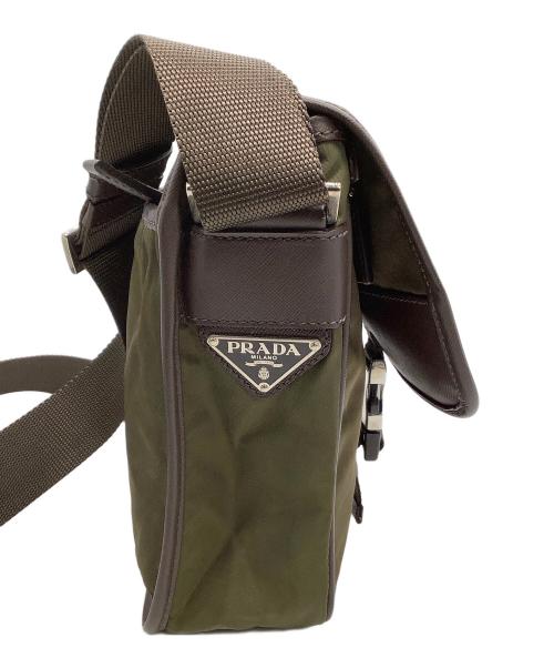 PRADA（プラダ）PRADA (プラダ) ショルダーバッグ カーキ×ブラウンの古着・服飾アイテム