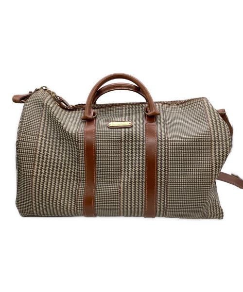POLO RALPH LAUREN（ポロ・ラルフローレン）POLO RALPH LAUREN (ポロ・ラルフローレン) ボストンバッグ　千鳥柄  ブラウンの古着・服飾アイテム