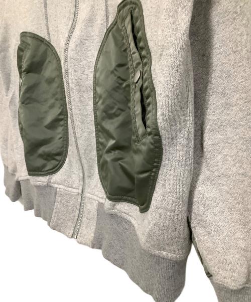 COMME des GARCONS（コムデギャルソン）COMME des GARCONS (コムデギャルソン) スウェット切替MA-1ブルゾン グレー×カーキ サイズ:Sの古着・服飾アイテム