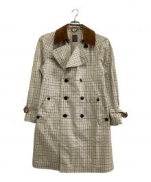 EDIFICE（エディフィス）の古着「トレンチコート　チェック」｜ホワイト×ブラウン