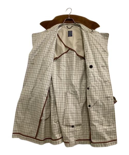 EDIFICE（エディフィス）EDIFICE (エディフィス) トレンチコート　チェック ホワイト×ブラウン サイズ:38の古着・服飾アイテム