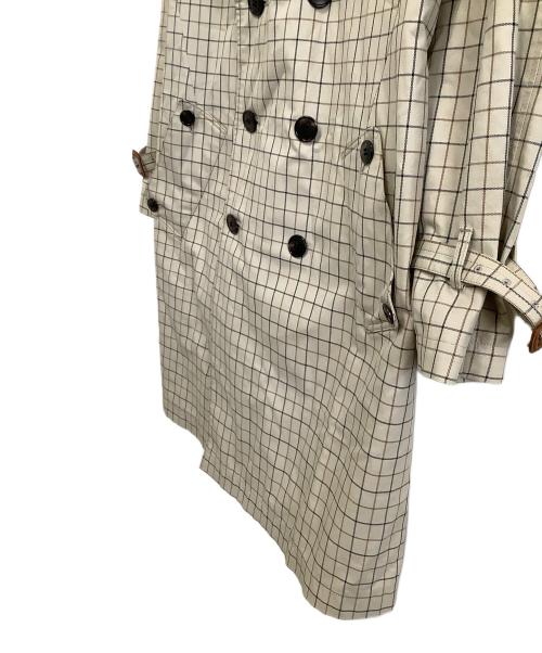 EDIFICE（エディフィス）EDIFICE (エディフィス) トレンチコート　チェック ホワイト×ブラウン サイズ:38の古着・服飾アイテム