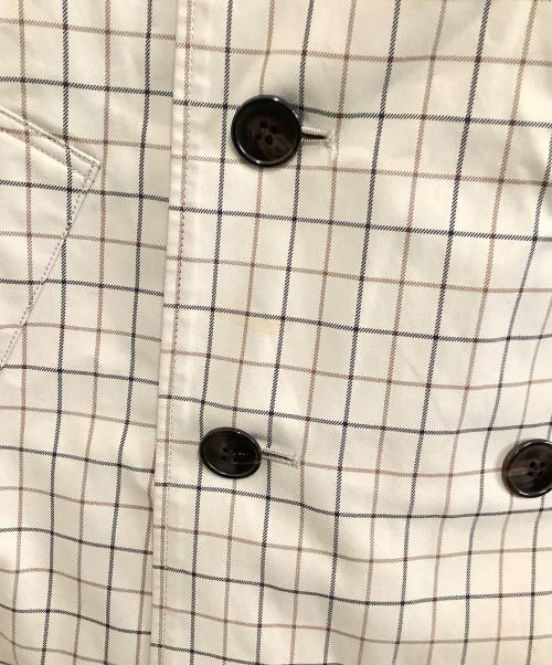 EDIFICE（エディフィス）EDIFICE (エディフィス) トレンチコート　チェック ホワイト×ブラウン サイズ:38の古着・服飾アイテム