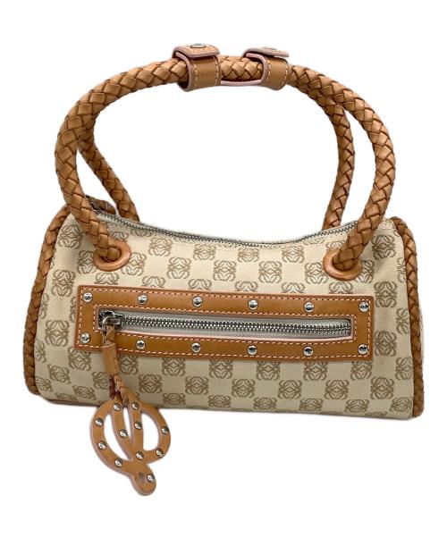 LOEWE（ロエベ）LOEWE (ロエベ) ハンドバッグ アナグラム ベージュ×ブラウンの古着・服飾アイテム