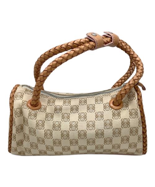 LOEWE（ロエベ）LOEWE (ロエベ) ハンドバッグ アナグラム ベージュ×ブラウンの古着・服飾アイテム