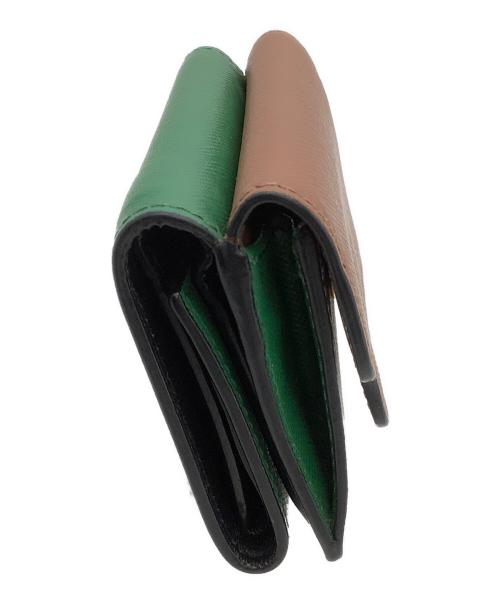 MARNI（マルニ）MARNI (マルニ) コンパクトウォレット ブラウン×グリーンの古着・服飾アイテム