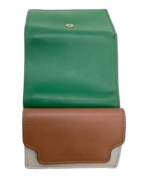 MARNI（マルニ）MARNI (マルニ) コンパクトウォレット ブラウン×グリーンの古着・服飾アイテム