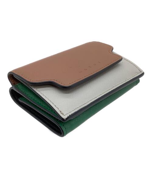 MARNI（マルニ）MARNI (マルニ) コンパクトウォレット ブラウン×グリーンの古着・服飾アイテム
