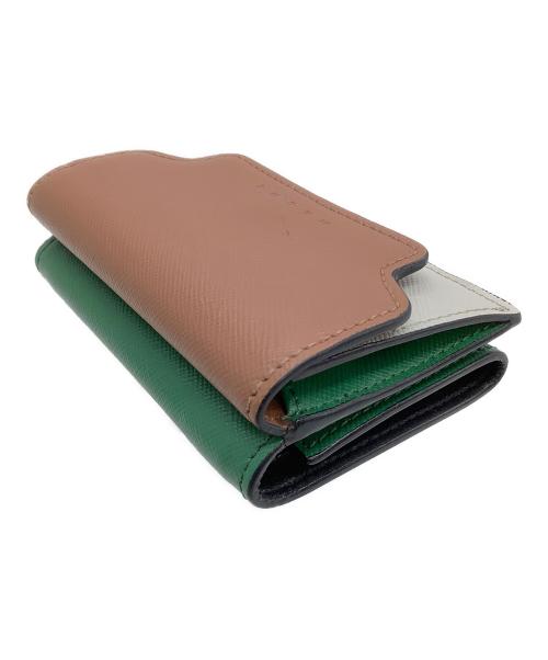 MARNI（マルニ）MARNI (マルニ) コンパクトウォレット ブラウン×グリーンの古着・服飾アイテム