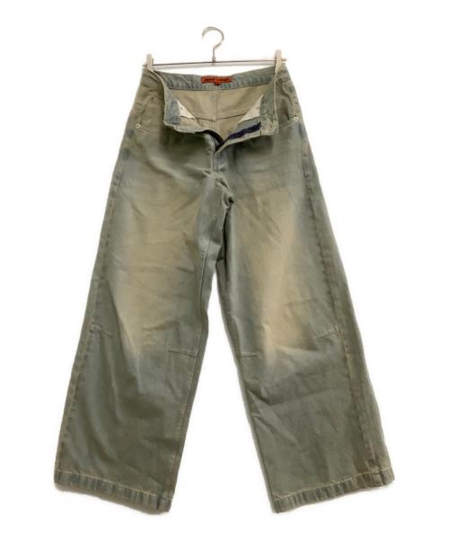 Jaded London（ジェイデッドロンドン）Jaded London (ジェイデッドロンドン) 加工ワイドデニムパンツ インディゴ×オレンジ サイズ:28の古着・服飾アイテム