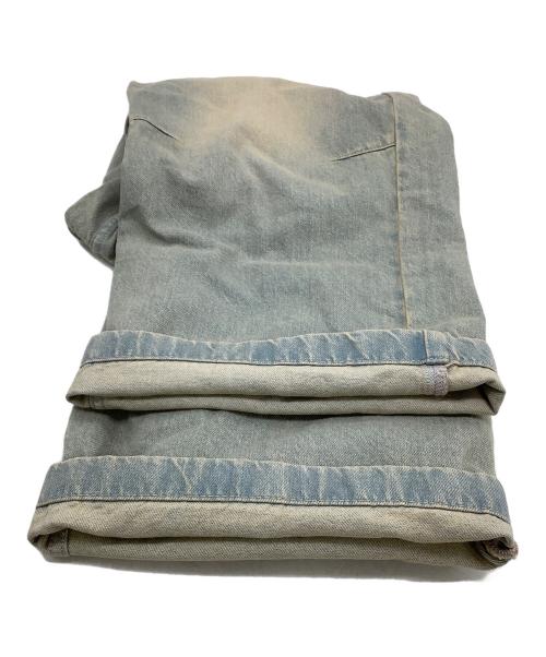 Jaded London（ジェイデッドロンドン）Jaded London (ジェイデッドロンドン) 加工ワイドデニムパンツ インディゴ×オレンジ サイズ:28の古着・服飾アイテム