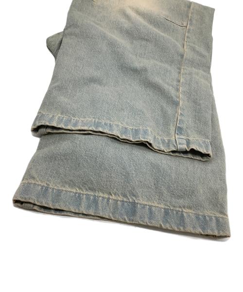 Jaded London（ジェイデッドロンドン）Jaded London (ジェイデッドロンドン) 加工ワイドデニムパンツ インディゴ×オレンジ サイズ:28の古着・服飾アイテム