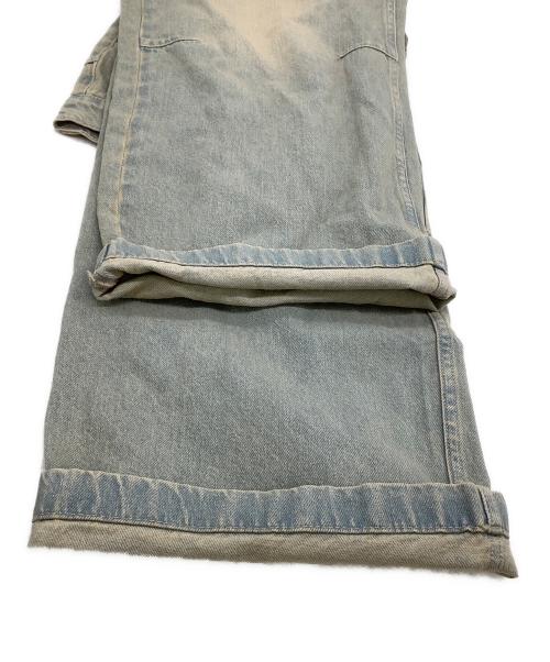 Jaded London（ジェイデッドロンドン）Jaded London (ジェイデッドロンドン) 加工ワイドデニムパンツ インディゴ×オレンジ サイズ:28の古着・服飾アイテム