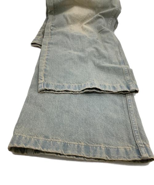 Jaded London（ジェイデッドロンドン）Jaded London (ジェイデッドロンドン) 加工ワイドデニムパンツ インディゴ×オレンジ サイズ:28の古着・服飾アイテム