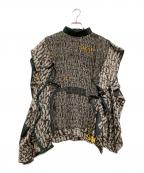 sacaiサカイ）の古着「半袖ブラウス　数字×ローマ字模様」｜ブラウン×グリーン