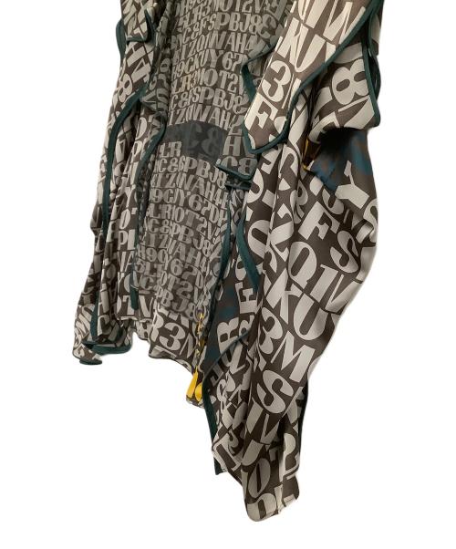 sacai（サカイ）sacai (サカイ) 半袖ブラウス　数字×ローマ字模様 ブラウン×グリーン サイズ:3の古着・服飾アイテム
