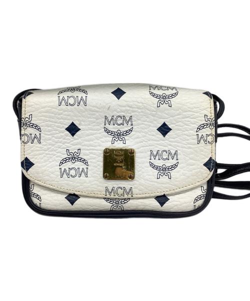 MCM（エムシーエム）MCM (エムシーエム) ショルダーポーチ ホワイト×ブラックの古着・服飾アイテム