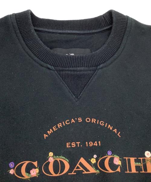 COACH（コーチ）COACH (コーチ) Vガゼットロゴプリントスウェット ブラック サイズ:Sの古着・服飾アイテム