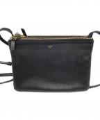 CELINEセリーヌ）の古着「レザーショルダーバッグ　トリオ」｜ブラック