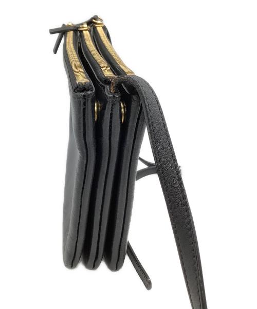 CELINE（セリーヌ）CELINE (セリーヌ) レザーショルダーバッグ　トリオ ブラックの古着・服飾アイテム