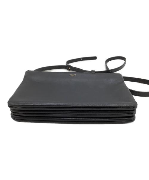 CELINE（セリーヌ）CELINE (セリーヌ) レザーショルダーバッグ　トリオ ブラックの古着・服飾アイテム