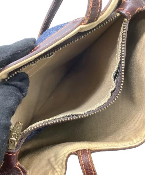 J&M DAVIDSON（ジェイ＆エム デヴィッドソン）J&M DAVIDSON (ジェイ＆エム デヴィッドソン) トートバッグ インディゴ×ブラウンの古着・服飾アイテム