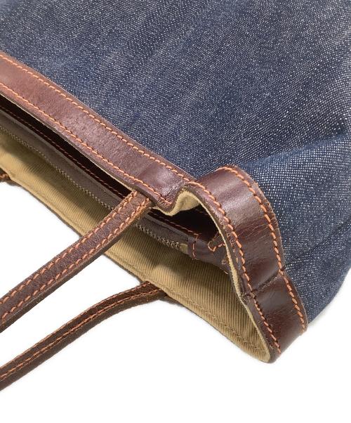 J&M DAVIDSON（ジェイ＆エム デヴィッドソン）J&M DAVIDSON (ジェイ＆エム デヴィッドソン) トートバッグ インディゴ×ブラウンの古着・服飾アイテム