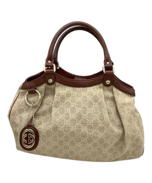 GUCCI（グッチ）GUCCI (グッチ) ハンドバッグ　スーキー　GG柄 ベージュ×ブラウンの古着・服飾アイテム
